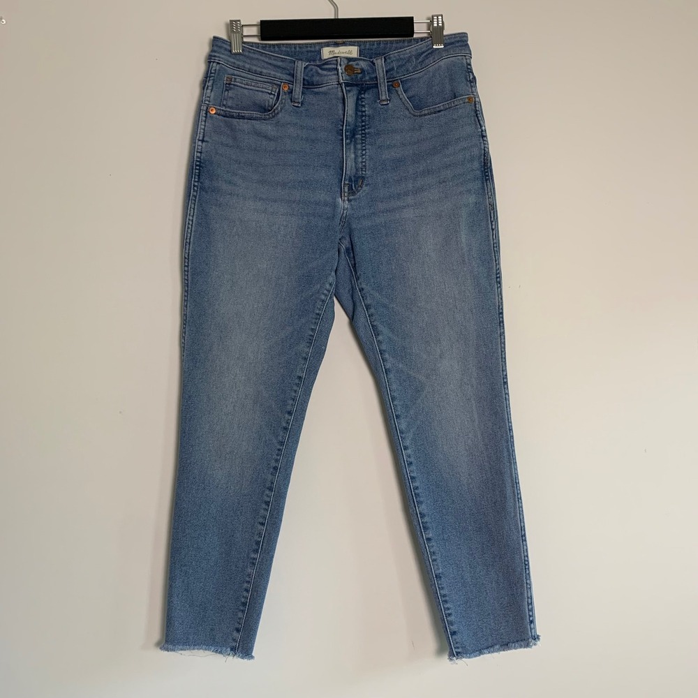 Madewell Curvy High-Rise Skinny Jeans Womens 30P Blue Medium Wash Raw Hem Casual